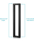 Beefy Heavy-Duty Stainless Steel Push Pull Door Handle Set, 1200mm (48in) Length, Matte Black Finish, Solid SUS304 Standoffs, Square or Rectangle Shape, Barn Door Pulls and Glass Pulls, Industrial-Grade Quality, 1200mm handle front view