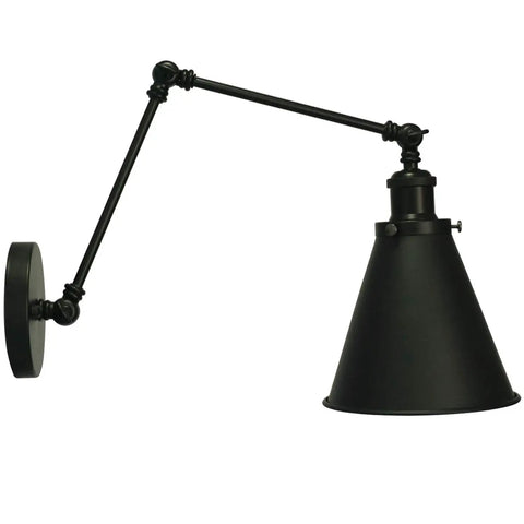 Industrial Black Finish Wall Sconce With Adjustable Arm And E26 Base 1 Light Fixture For Bedroom Living Room Study Office Easy Install