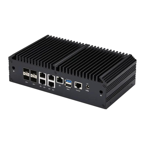 Beast Mode Intel Atom C3958 Mini Computer With 16 Core Raw Power 4Gb Ddr4 Ram And 128Gb Nvme Drive showcasing rear panel with multiple LAN ports.