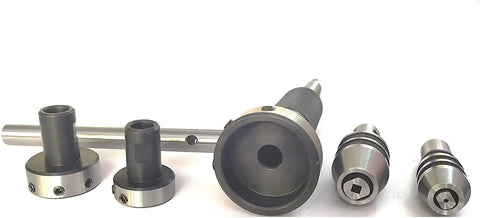 Threading And Tapping Attachment For Lathe Tailstock Die Holder Set Pro Grade Tool Steel arranged in a row