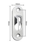 Heavy Duty Keyhole Hangers 120 Pack Built Tough Wall Mounting Hardware For Picture Frames Mirrors And Shelves Invisible Slide In Design Stainless Steel Finish, detailed dimensions of a stainless steel keyhole hanger.