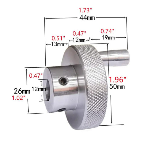 Two Inch Round Hand Wheel With Revolving Knob Handle For Milling Drilling Lathe Machines Precision Adjustment And Easy Grip