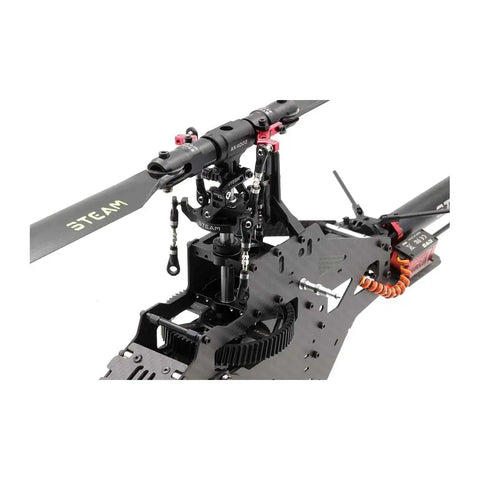 Close-up of AK420 Pro Electric RC Helicopter Kit With Blades For Outdoor Flight showcasing rotor assembly and durable frame.