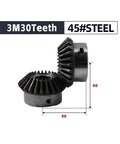 Bevel Gear Pinion Hardware 1 Piece Beefy High Torque Bevel Gear 30 Teeth Inner Hole Range 20 To 50mm Meshing Angle Steel Gear
