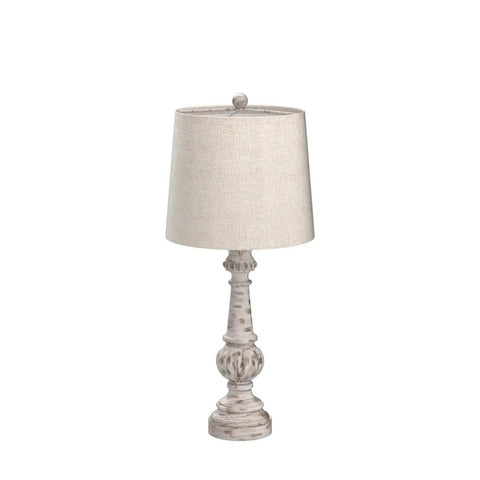 Classic 24.5 Inch Table Lamp Set Of 2 For Living Room And Bedroom With Linen Fabric Shade And Resin Base, Cozy Rustic Nightstand Lamp