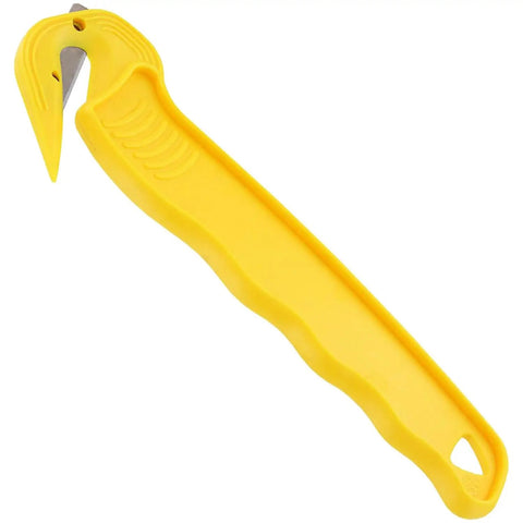 Disposable Film Cutter With Sharp Steel Blade And Safe Hidden Blade Design For Easy Cutting Of Shrink Wrap Stretch Wrap Tape And Plastic Straps Yellow Heavy Duty Office Tool For Warehouse And Mailroom