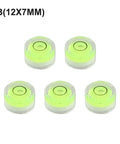 Round Bubble Level, 5-Pack for acrylic for spirit Gauge, 12x7mm, clear design with green bubbles for accurate leveling.