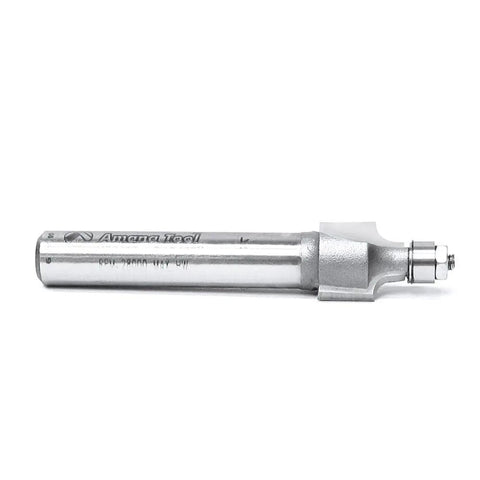 Tough As Nails Carbide Corner Rounding Router Bit With Mini Ball Bearing Guide, 1/4 shank, designed for tight spaces and smooth edges.