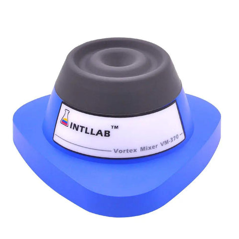 Touch-Activated Lab Vortex Mixer, No-Brainer Compact 50mL Capacity For Test Tubes And Centrifuge Tubes, Quick 5-Second Spin, Durable Brushless DC Motor, Polycarbonate Body With Silicone Clamp, Great For Gel Polish And Eyelash Adhesives. Blue compact vortex mixer with black silicone top.