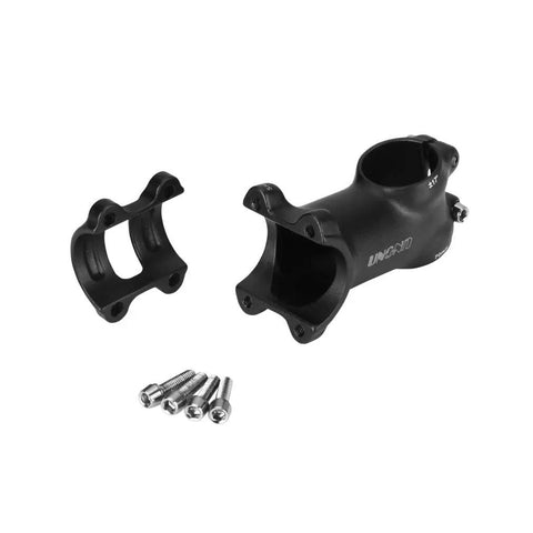 31.8mm Bike Stem 70mm 17 Degree Adjustable Riser For Mountain Road BMX Bikes Lightweight Aluminum, shown disassembled with screws