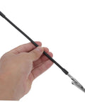 Hand holding flexible gooseneck holder of Adjustable Soldering Arm With Magnifying Glass And Lamp Clamp Handy Multi Tool For Welding And Electronics Workstation.