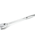 Half Inch Drive 84 Tooth Teardrop Ratchet With 15 Inch Long Handle, Flush On Off Switch, Full Polish Chrome, Heavy Duty Mechanic Tool