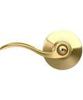 F40 V ACC 605 Accent Door Lever With Bed And Bath Privacy Lock In Bright Brass Easy Install With Self Aligning Screws Push Button Privacy