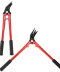 Heavy Duty Strapping Cutter For Steel And Polyester Crafted From High Carbon Steel To Glide Right Through Wide Straps With Zero Hassle, red handles.
