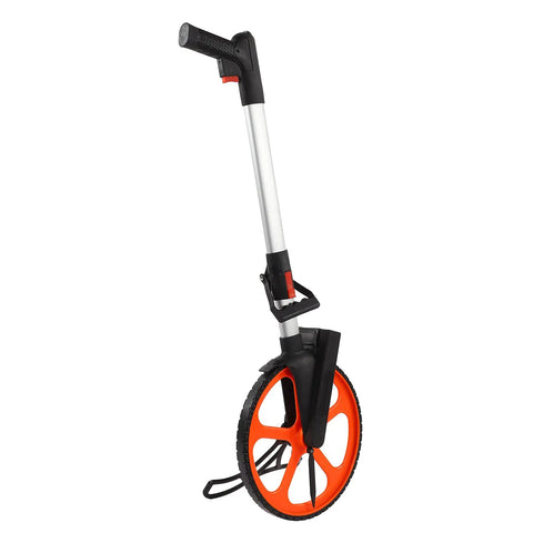 AKLOSIPY HeavyDuty Measuring Wheel Portable Hand Measuring Wheel for with aluminum handle and orange measuring wheel, ideal for outdoor use.