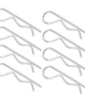 Heavy Duty R Shape Cotter Pins Stainless Steel R Clips For Trailer Hitch Fasteners securely displayed in a group of eight.