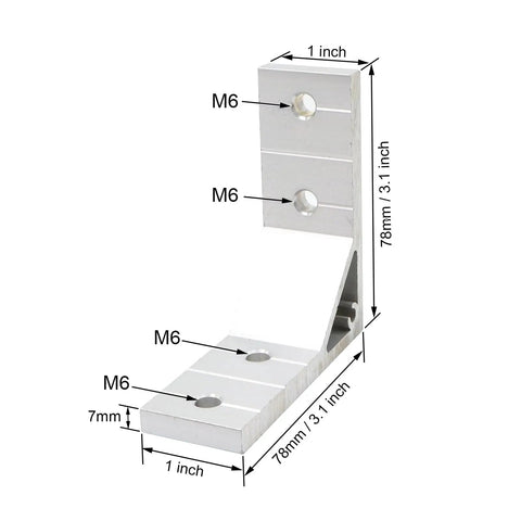 10 Pack 1 Inch Slot Aluminum Corner Brackets For 1010 And 2525 Extrusions With M6 Bolts And Nuts, 90 Degree Right Angle Connectors