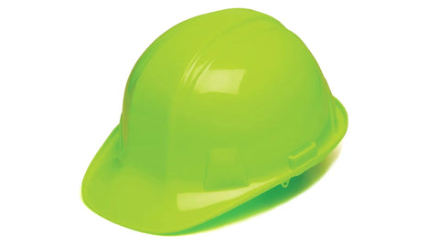 Sl Series 4 Point Ratchet Suspension Hard Hat Hi Vis Lime With Reversible Donning Low Profile HDPE Shell Durable Safety Gear For Construction And Industrial Sites