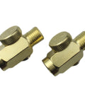 Brass In-Line Air Flow Regulator Adjustable 1/4 Inch NPT Male and Female In-Line Air Flow Valve Set, pair of brass valves.