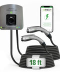 Universal Dual Port Level 2 EV Charging Station With 50 Amp Home Electric Vehicle Setup And Slick 18 Foot Cord with phone.