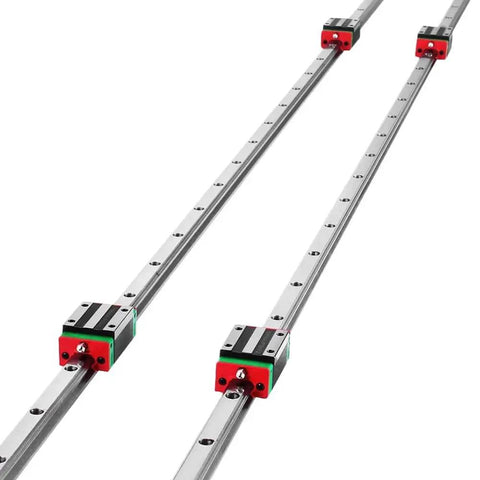 Pro Grade Linear Guide Bearing Slider Block For CNC Machining And Milling Machines, Rock Solid Bearing Steel Construction For Ultra Smooth, Quiet Motion, High Precision, Model HGH20CA on dual rails