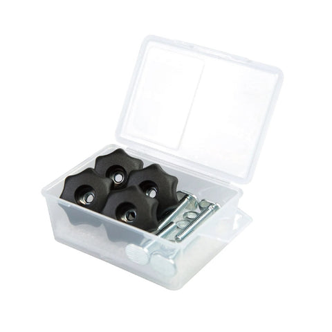 Top Notch T Track Knob Kit With Seven Star Knobs One Quarter Twenty Threaded Bolts And Washers Includes T Bolts And Storage Case