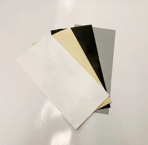 6 By 12 Inch White Fix It Patch Kit For Cracked Bathtub And Pool Liner Roof Skylight Vinyl Siding And Skirting Waterproof Patch That Withstands Water And Outdoor Weather UV Protected Delamination Resistant, multi-colored patches showcasing variety for repair use.