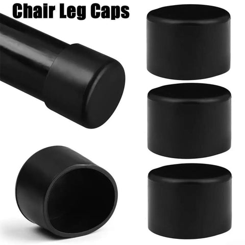 Rubber Furniture Leg Pads With Shock Absorbing Non Slip Round Bottom Protectors shown with three pads and a chair leg