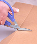 Heavy-Duty Cardboard Scissors With Angled Blade 8.5 Inch Japanese Stainless Steel Snips For Cardboard Boxes Packing DIY Crafts And Industrial Use Blue Beast Mode cutting cardboard box