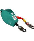 Heavy Duty Tripod Rescue Rig And Fall Protection Kit With A Bombproof 2600 LB Winch For Tight Confined Spaces Caves Wells And Pipes Pro Grade Industrial Safety Gear Built To Last, featuring a green winch with hooks.