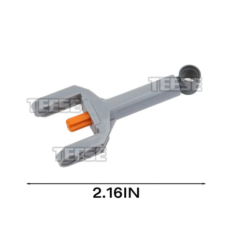 Five Pack Linear Actuators With Axle And Pin Connectors For Technic Builds, Replacement Parts, 2.16in gray plastic part close-up.