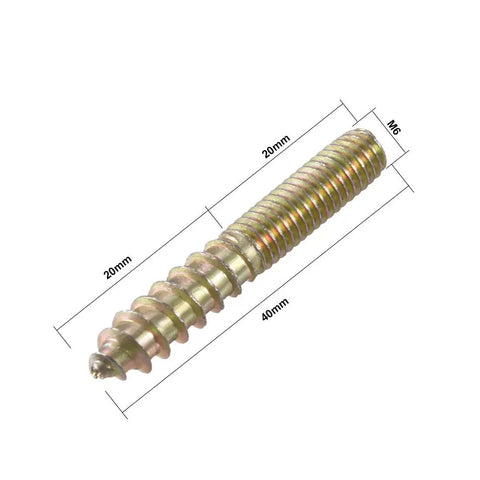 M6 Zinc Plated Carbon Steel Double Ended Hanger Bolt, 40mm long, for wood and machine mounting projects.