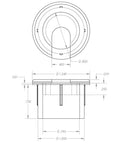 Technical drawing of Round Wire Grommet 1 Inch Cut Hole White With Removable Lid For Cable Management Inner Diameter 0.8 Inches