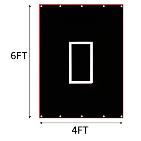 Baseball Softball Batting Cage Backstop With 4 By 6 Foot Strike Zone Target Cloth showing measurements and target area