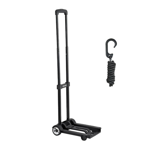 Foldable Hand Truck For Quick Moves 110 Lb Load Capacity Collapsible Luggage Cart With 2 Wheels And Elastic Rope Handy Dolly