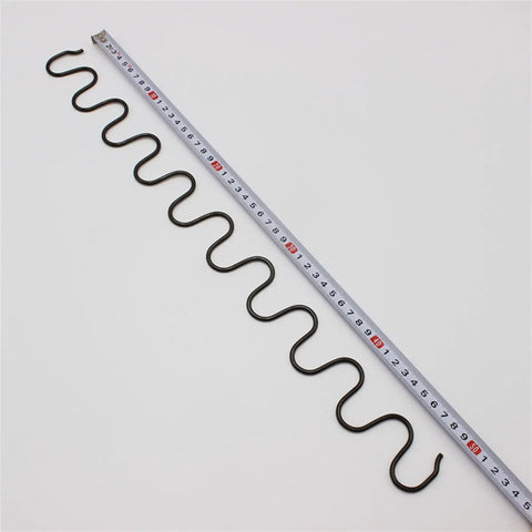 Extra Long Sofa Spring Repair Kit With Clips And Screws For DIY Recliner Fix 35cm To 80cm next to a measuring tape.