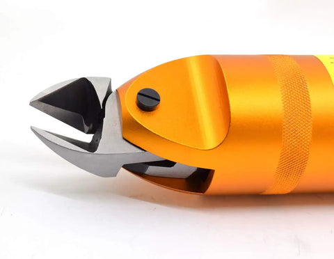 Close-up of Beastly Pneumatic Wire Cutter Nipper with S7P blades for heavy-duty metal wire mesh and cable cuts.