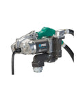 Workhorse 25 Gpm Fuel Transfer Pump With Auto Shutoff Nozzle attached to a secure hose for safe fuel transfer.