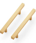 Top Shelf Champagne Gold Square Cabinet Handles For Modern Kitchen Drawers Hella Strong Heavy Duty Metal Construction With Ultra Smooth Finish And Quick Install 4 Inch Spread, pair of cabinet pulls.