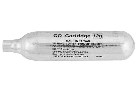 50 Pack 12g CO2 Cartridges for Airsoft, Pellet Guns, and BB Guns, Pro Grade CO2 Cylinders, 12 Gram Tanks, visible single cartridge