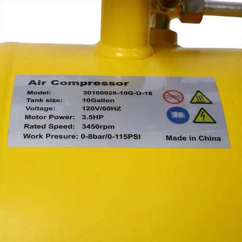 Lmaoss 10 Gallon Air Compressor 3.5HP Oil Lubricated Portable Horizontal Tank With Wheels Quiet Operation Nailing Bolting Stapling Painting And Tire Inflation Heavy Duty For Workshop And Garage Use