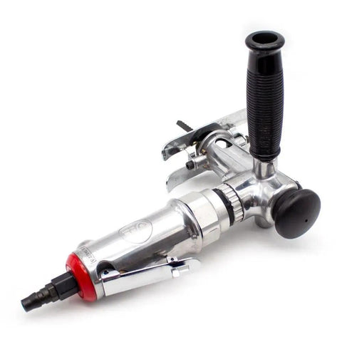Knockout Pneumatic Jigsaw For Woodworking And Furniture Fab, Portable Air Reciprocating Saw with swappable handle and metal body.