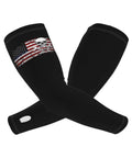 Keep It Cool All Day With These Top Shelf Cooling Arm Sleeves Featuring A Bold American Flag Motif And Crafted From Ultra Smooth Ice Silk For Breathable Upf Sun Protection During Outdoor Workouts.