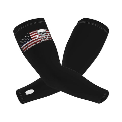 Keep It Cool All Day With These Top Shelf Cooling Arm Sleeves Featuring A Bold American Flag Motif And Crafted From Ultra Smooth Ice Silk For Breathable Upf Sun Protection During Outdoor Workouts.