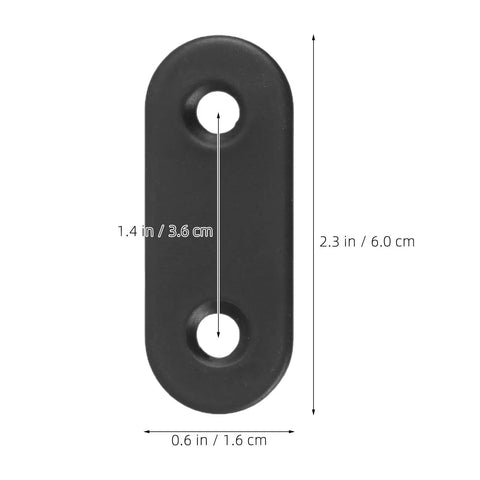 30-Pack Black Stainless Steel Flat Brace Brackets For Wood And Metal, 2.36 X 0.63 Inch Mending Plates With Screws shown with dimensions