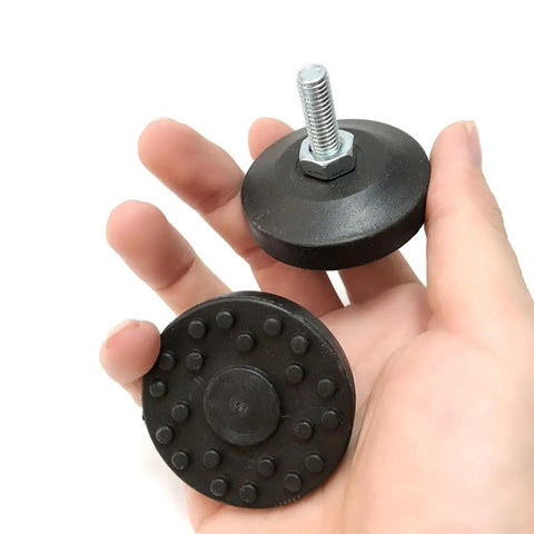 Heavy Duty M8 Thread Leveling Feet Lock Down Your Home Gym Setup With Zero Wobbles Tough Floor Protectors, steel with rubber base.