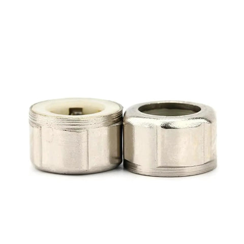 Front view of two 12x18x9 mm one-way clutch needle roller bearings, metal with inner bores