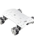 Moebius metal mecanum omni-wheel robot chassis with four wheels on aluminum plate for Arduino/RPi projects