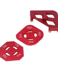 Zero Hassle Radius Guides No Sweat Routing Heavy Duty Aluminum Corner Jig set including multiple router templates in red.
