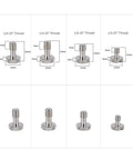 Straight Up Photography Essentials Solid Camera Screw Set With Heavy Duty 1 4 Inch 20 And 3 8 Inch 16 Threads For Dslr Cage Plate Mounts Grip Handles And Cheese Plates Go To Pack Of 24 showing dimensions and details of 1/4-20 screws.